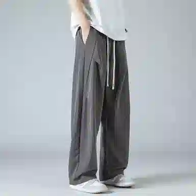 【dme】 美式高街基础款纯色简约激光冲孔宽松舒适冰丝梭织顺滑凉感日常户外百搭松紧腰系带学院风直筒休闲裤 男女同款