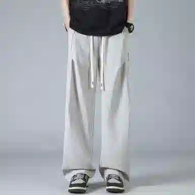 【dme】 美式高街基础款纯色简约激光冲孔宽松舒适冰丝梭织顺滑凉感日常户外百搭松紧腰系带学院风直筒休闲裤 男女同款