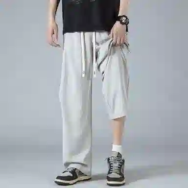 【dme】 美式高街基础款纯色简约激光冲孔宽松舒适冰丝梭织顺滑凉感日常户外百搭松紧腰系带学院风直筒休闲裤 男女同款