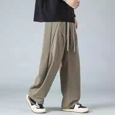 【dme】 美式高街基础款纯色简约激光冲孔宽松舒适冰丝梭织顺滑凉感日常户外百搭松紧腰系带学院风直筒休闲裤 男女同款