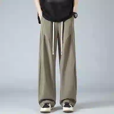 【dme】 美式高街基础款纯色简约激光冲孔宽松舒适冰丝梭织顺滑凉感日常户外百搭松紧腰系带学院风直筒休闲裤 男女同款