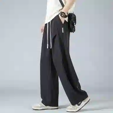 【dme】 美式高街基础款纯色简约激光冲孔宽松舒适冰丝梭织顺滑凉感日常户外百搭松紧腰系带学院风直筒休闲裤 男女同款