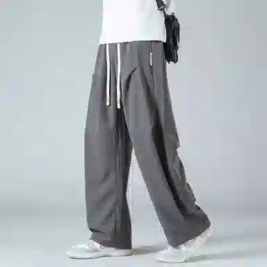 【dme】 美式高街基础款纯色简约激光冲孔宽松舒适冰丝梭织顺滑凉感日常户外百搭松紧腰系带学院风直筒休闲裤 男女同款