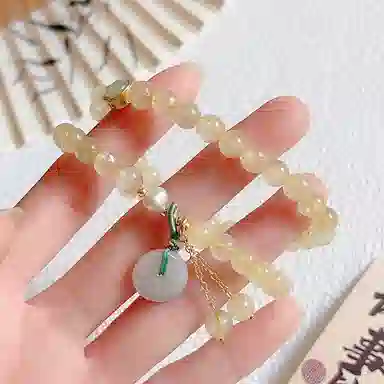 【金玉满堂】 指尖瑰宝 吉祥如意招财转运事业有成前途似锦好运莲莲国风叠戴复古#好运天然 金发晶 手串 男女同款情侣款