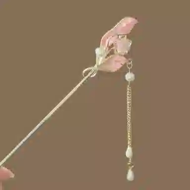 【挽君心】 指尖瑰宝 新中式国潮古风 树叶发钗步摇高级感盘发简约花朵流苏发饰汉服旗袍优雅气质 镀银 发簪 女款