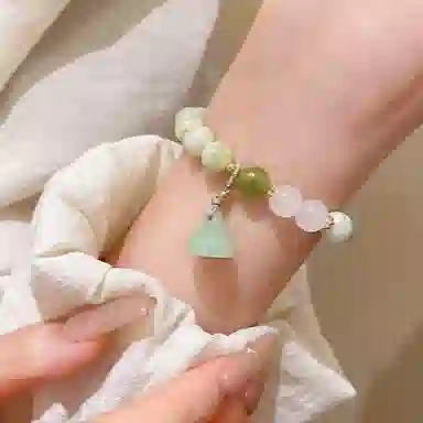 【清凉一夏】 指尖瑰宝 莲蓬夏日里的青提奶盖新中式复古文艺 显白小众 岫玉（蛇纹石玉） 玉石手串 男女同款情侣款