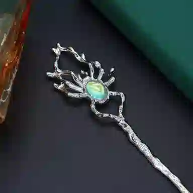 【惊鸿一刻】 指尖瑰宝 简约百搭蜘蛛发钗暗黑系冷淡风独特气质镂空线条精致轻奢时尚通勤金属感饰品 镀银/树脂 发簪 男女同款情侣款