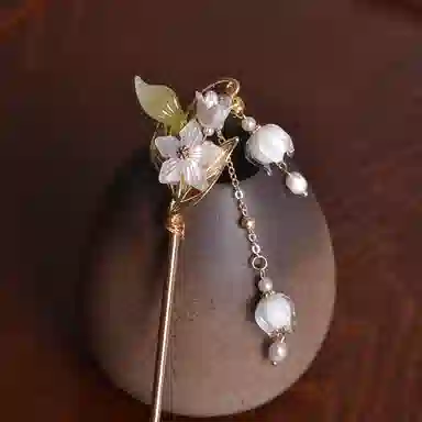 【铃兰花开】 指尖瑰宝 新中式复古高级感仙气满满步摇流苏盘发古风汉服旗袍马面裙 镀银 发簪 女款