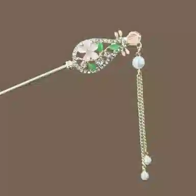 【半遮面】 指尖瑰宝 国潮古风花朵琵琶发钗高级感满满新中式甜美温婉典雅大气盘发挽发汉服旗袍马面裙发饰 合金 发簪 女款