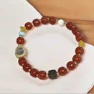 指尖瑰宝 鸿运当头 福气满满 紫气东来 财源滚滚 平安顺遂 有钱花新中式 玛瑙 手串 男女同款情侣款