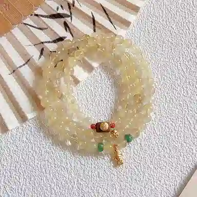 【金玉满堂】 指尖瑰宝 吉祥如意招财转运事业有成前途似锦好运莲莲国风叠戴复古#好运天然 金发晶 手串 男女同款情侣款