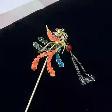 【花想容】 指尖瑰宝 中式高级五彩凤凰古风饰品秀禾头饰发钗国风优雅古典简约精致宫廷风国潮气质文艺发饰 合金/烧蓝 发簪 女款