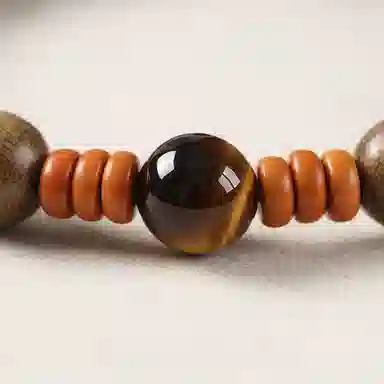 【浮生寄梦】 指尖瑰宝 复古虎眼石新中式文艺财富满盈平安喜乐学业有成事业顺利八方来财时来运转#好运 绿檀 手串 男女同款情侣款