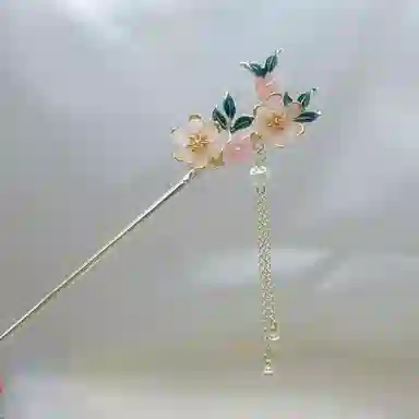 【遇见春色】 指尖瑰宝 古风花朵发饰中式高级感汉服旗袍盘发步摇珍珠流苏优雅气质 镀银 发簪 女款