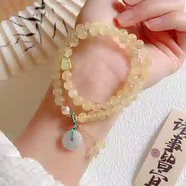 【金玉满堂】 指尖瑰宝 吉祥如意招财转运事业有成前途似锦好运莲莲国风叠戴复古#好运天然 金发晶 手串 男女同款情侣款