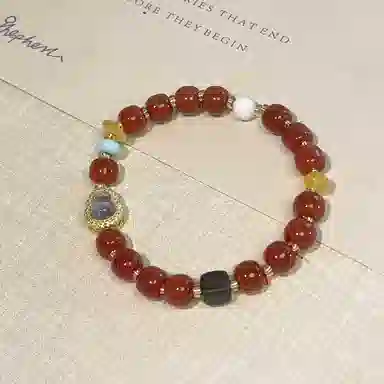 指尖瑰宝 鸿运当头 福气满满 紫气东来 财源滚滚 平安顺遂 有钱花新中式 玛瑙 手串 男女同款情侣款