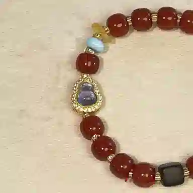 指尖瑰宝 鸿运当头 福气满满 紫气东来 财源滚滚 平安顺遂 有钱花新中式 玛瑙 手串 男女同款情侣款