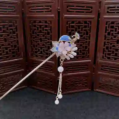 【孔雀东南飞】 指尖瑰宝 古风优雅气质轻奢花朵高级感小众设计新中式温柔优雅流苏步摇盘发汉服百搭 合金 发簪 女款