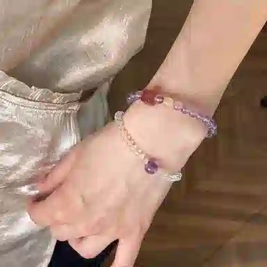 指尖瑰宝 紫气东来 新中式国风招财纳福好运暴富吉祥平安节节高升时来运转桃花不断复古方糖手饰天然 紫水晶 手串 男女同款情侣款