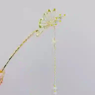 【心中的自己】 指尖瑰宝 新中式小众蝴蝶流苏吊坠簪子古风盘发钗子汉服头饰旗袍发钗典雅气质简约大方日常百搭 合金 发簪 女款