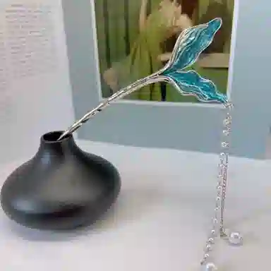 【人鱼之歌】 指尖瑰宝 蓝色鱼尾森系小清新优雅甜美气质浪漫氛围感精致梦幻轻奢小众高级感后脑勺盘发通勤百搭 镀银/滴油 发簪 女款