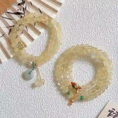 【金玉满堂】 指尖瑰宝 吉祥如意招财转运事业有成前途似锦好运莲莲国风叠戴复古#好运天然 金发晶 手串 男女同款情侣款