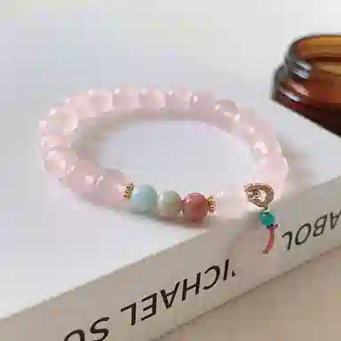 【岁月成诗】 指尖瑰宝 招桃花粉色平安扣手饰小众设计精致时尚顺遂平安桃花朵朵开平安好运转运暴富能量满满手饰天然 粉水晶 手串 女款