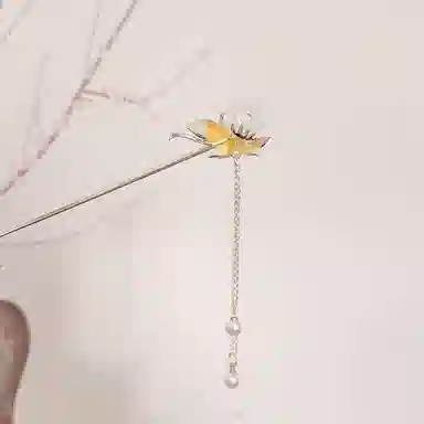 【扣住快乐】 指尖瑰宝 新中式古风别致花瓣平安扣簪子古典气质花朵百搭复古优雅清新#好运玉髓滴油 合金 发簪 女款