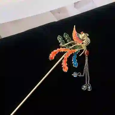 【花想容】 指尖瑰宝 中式高级五彩凤凰古风饰品秀禾头饰发钗国风优雅古典简约精致宫廷风国潮气质文艺发饰 合金/烧蓝 发簪 女款