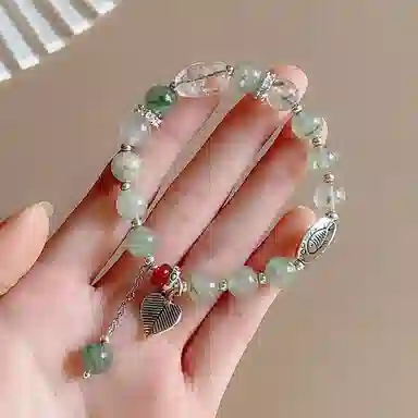 【竹林清风】 指尖瑰宝 八方来财做个富婆 小众高级感冷淡风水逆退散诸事顺利百搭时尚气质#好运天然 绿发晶 手串 女款