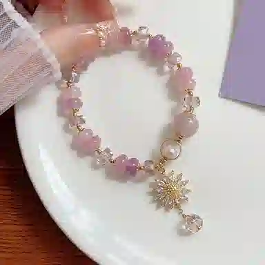 【久违的艳阳天】 指尖瑰宝 一路向阳粉紫色太阳花轻奢优雅别致时尚招桃花旺姻缘发财被爱幸福美满招财纳福财源滚滚天然 玉髓 手串 女款