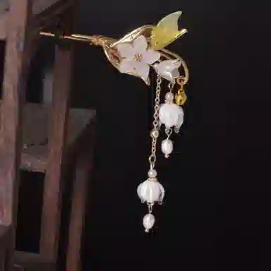 【铃兰花开】 指尖瑰宝 新中式复古高级感仙气满满步摇流苏盘发古风汉服旗袍马面裙 镀银 发簪 女款