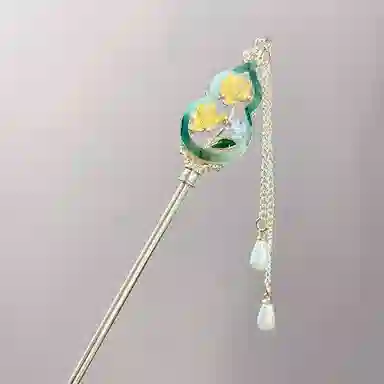 【生活多福禄】 指尖瑰宝 古风国潮新中式小众设计高级感镂空葫芦花朵流苏步摇发钗搭配汉服旗袍百搭日常#好运 镀银 发簪 女款