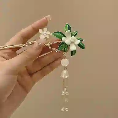 【栀子花开】 指尖瑰宝 新中式汉服国风高级感盘发精致发钗小众设计感浪漫饰品日常百搭 镀银 发簪 女款