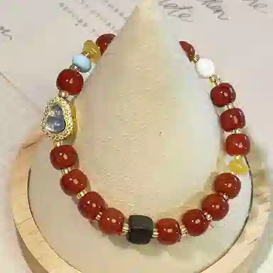 指尖瑰宝 鸿运当头 福气满满 紫气东来 财源滚滚 平安顺遂 有钱花新中式 玛瑙 手串 男女同款情侣款