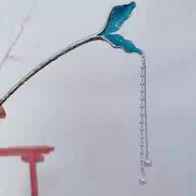 【人鱼之歌】 指尖瑰宝 蓝色鱼尾森系小清新优雅甜美气质浪漫氛围感精致梦幻轻奢小众高级感后脑勺盘发通勤百搭 镀银/滴油 发簪 女款