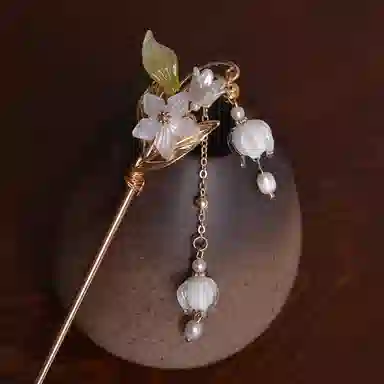 【铃兰花开】 指尖瑰宝 新中式复古高级感仙气满满步摇流苏盘发古风汉服旗袍马面裙 镀银 发簪 女款