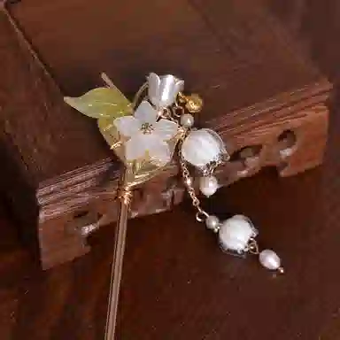 【铃兰花开】 指尖瑰宝 新中式复古高级感仙气满满步摇流苏盘发古风汉服旗袍马面裙 镀银 发簪 女款