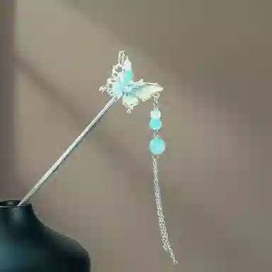 【雨后蝴蝶】 指尖瑰宝 国风清冷感仙气飘飘发饰个性盘发新中式气质优雅发钗 合金 发簪 女款