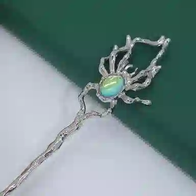 【惊鸿一刻】 指尖瑰宝 简约百搭蜘蛛发钗暗黑系冷淡风独特气质镂空线条精致轻奢时尚通勤金属感饰品 镀银/树脂 发簪 男女同款情侣款