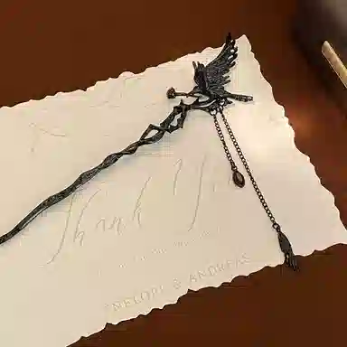 【坠落的灰】 指尖瑰宝 原创设计荆棘玫瑰暗黑乌鸦甜酷辣妹冷淡风高级感立体不规则个性潮酷发饰 镀银 发簪 男女同款情侣款