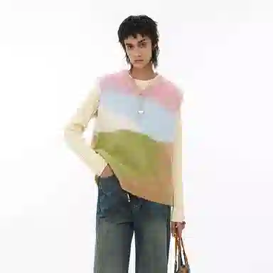 UNVESNO V-Neck Sweater Vest Pink