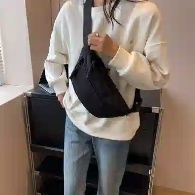 帕克熊 日系轻便男女学生休闲运动 帆布 斜挎包胸包背包腰包运动帆布包单肩包 常规 男女同款情侣款 桔色/米白色/粉色/红色/黑色