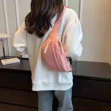 帕克熊 日系轻便男女学生休闲运动 帆布 斜挎包胸包背包腰包运动帆布包单肩包 常规 男女同款情侣款 桔色/米白色/粉色/红色/黑色