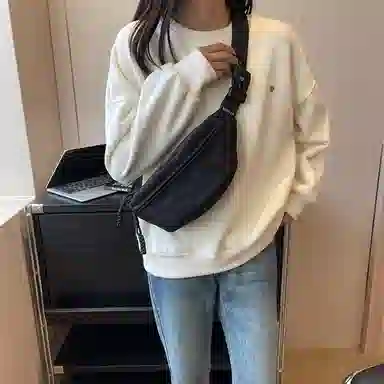 帕克熊 日系轻便男女学生休闲运动 帆布 斜挎包胸包背包腰包运动帆布包单肩包 常规 男女同款情侣款 桔色/米白色/粉色/红色/黑色