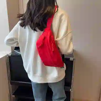 帕克熊 日系轻便男女学生休闲运动 帆布 斜挎包胸包背包腰包运动帆布包单肩包 常规 男女同款情侣款 桔色/米白色/粉色/红色/黑色