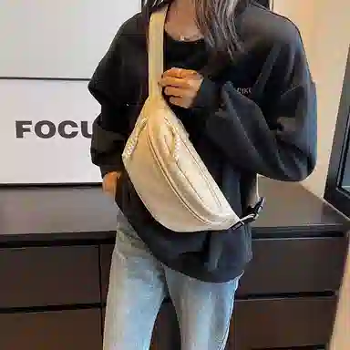 帕克熊 日系轻便男女学生休闲运动 帆布 斜挎包胸包背包腰包运动帆布包单肩包 常规 男女同款情侣款 桔色/米白色/粉色/红色/黑色