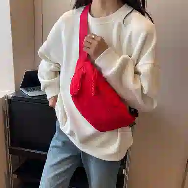 帕克熊 日系轻便男女学生休闲运动 帆布 斜挎包胸包背包腰包运动帆布包单肩包 常规 男女同款情侣款 桔色/米白色/粉色/红色/黑色