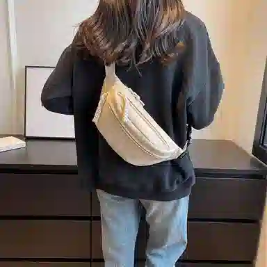 帕克熊 日系轻便男女学生休闲运动 帆布 斜挎包胸包背包腰包运动帆布包单肩包 常规 男女同款情侣款 桔色/米白色/粉色/红色/黑色