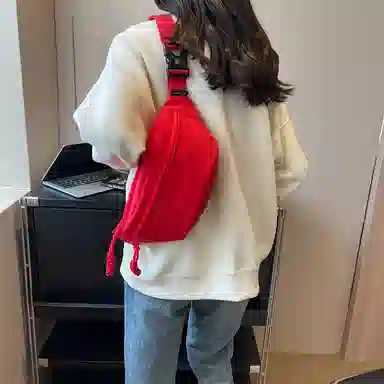 帕克熊 日系轻便男女学生休闲运动 帆布 斜挎包胸包背包腰包运动帆布包单肩包 常规 男女同款情侣款 桔色/米白色/粉色/红色/黑色